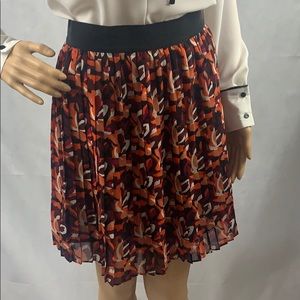 LOFT Accordion Pleated Floral A-line Skirt